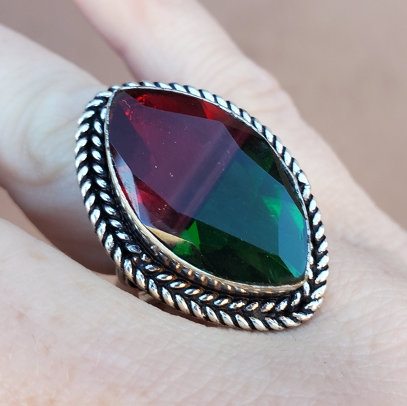 New Bi-Color Tourmaline 925 Silver Ring. - Picture 13 of 14